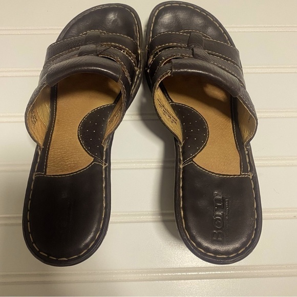 Y2K Born Clog Chunky Leather Sandals Dark Brown Great Condition Size 8/39 - Picture 2 of 6
